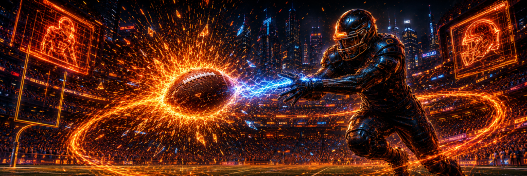 Futuristic football player sports banner for Blahface Football