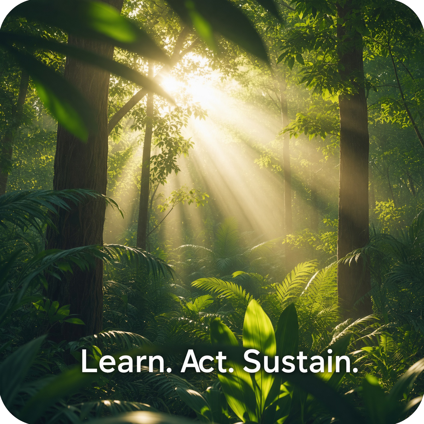 Sustainability symbol with environment design and Learn Act Sustain message