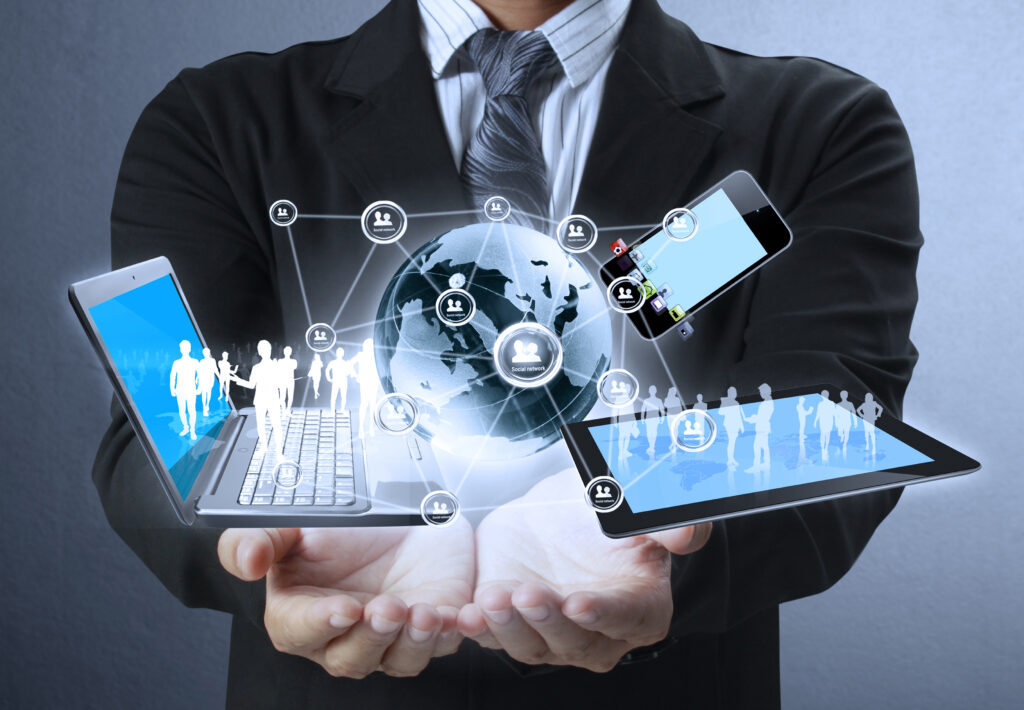 Digital social media network connecting people, devices and information around the world